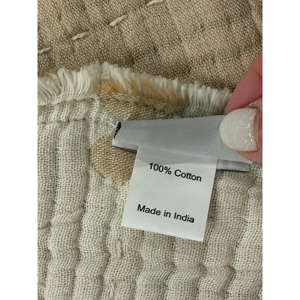 Artistic Accents Butterfly Throw Blanket 100% Cotton Muslin Gauze Tan 52x72